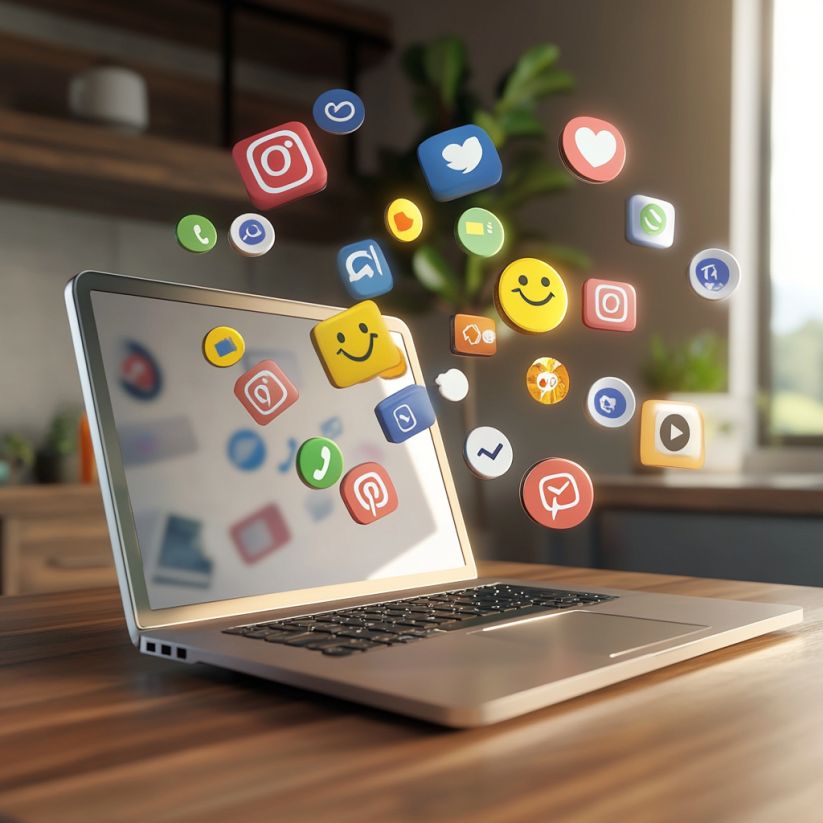 Social media integration dashboard displaying live feeds, sharing analytics, and engagement metrics across multiple platforms