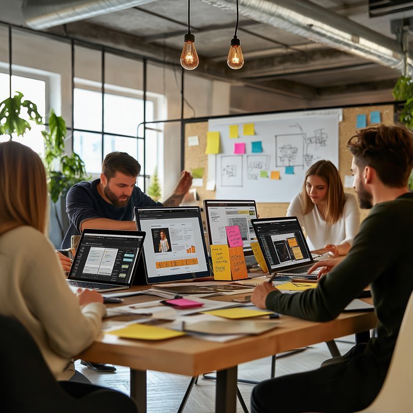 User interface design examples displaying responsive layouts, mobile apps, and user experience optimization across multiple devices